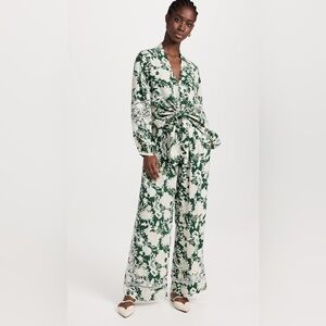 Figue Floral Print Pleated Wide-Leg Pants – Size S – Boho Matching Set-EUC